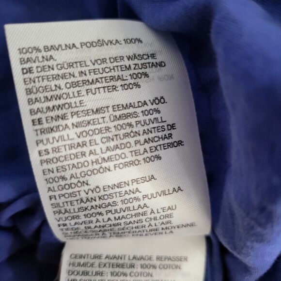 H&M Cottage Core Tunic Top XS Womens Long Sleeve V Neck Pullover Blue White - Picture 9 of 10